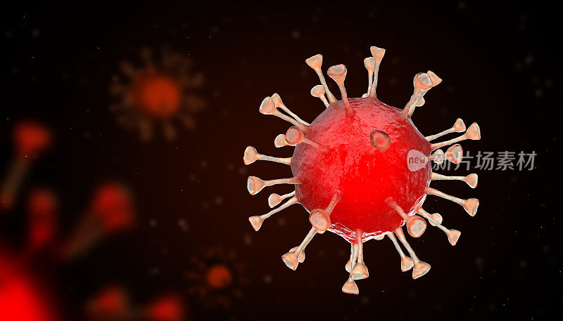 病毒细菌3D渲染。甲型H1N1流感。冠状病毒新型冠状病毒肺炎2019 - ncov